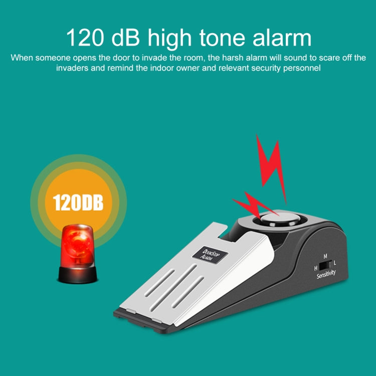 120dB Wedge Shape Door Stop Alarm Home Security Thief Prevention Device, Wedge Shape 120dB Wedge Shape Door Stop Alarm Home Security Thief Prevention Device, Wedge Shape